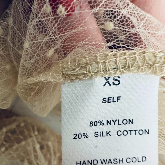 Windsor Sheer Mesh Button Top Cream Long Sleeve Romantic Fairy XS Silk Blend - Picture 8 of 9